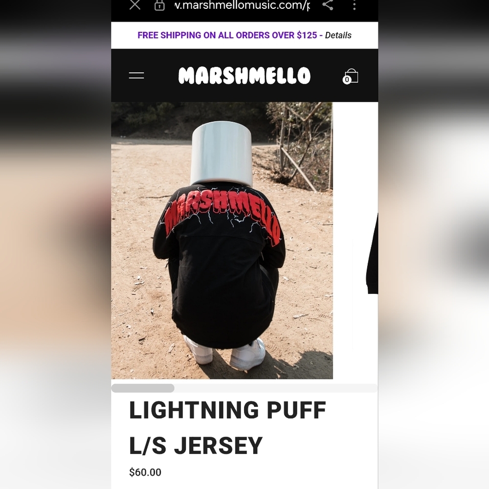 Marshmellow Music Unisex Lighting Puff Jersey Sz M Long‎ Sleeve Concert Festival